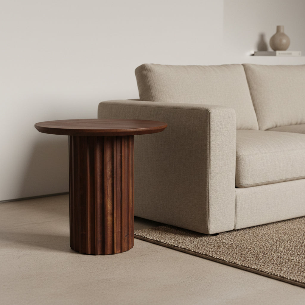 Bullnose bijzettafel reversed bruin Ø 50 cm