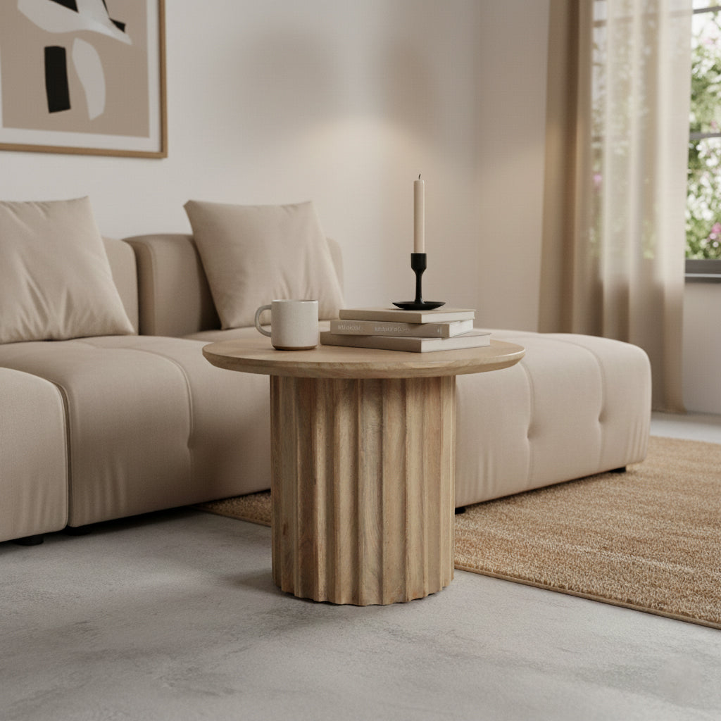 Bullnose bijzettafel reversed naturel Ø 55 cm
