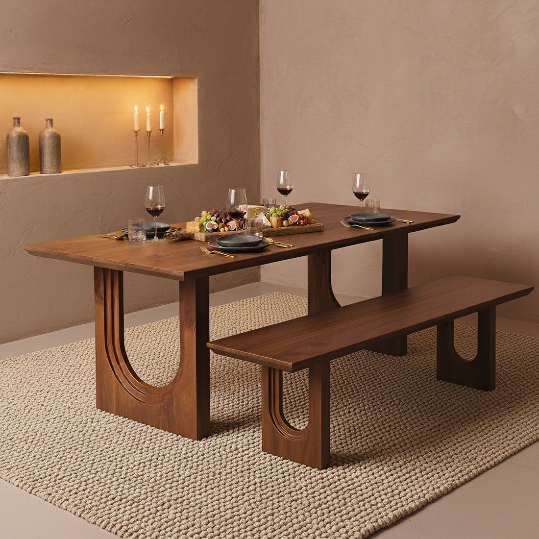 Bullnose Chamfered Arch mangohouten eettafel  - 180 cm