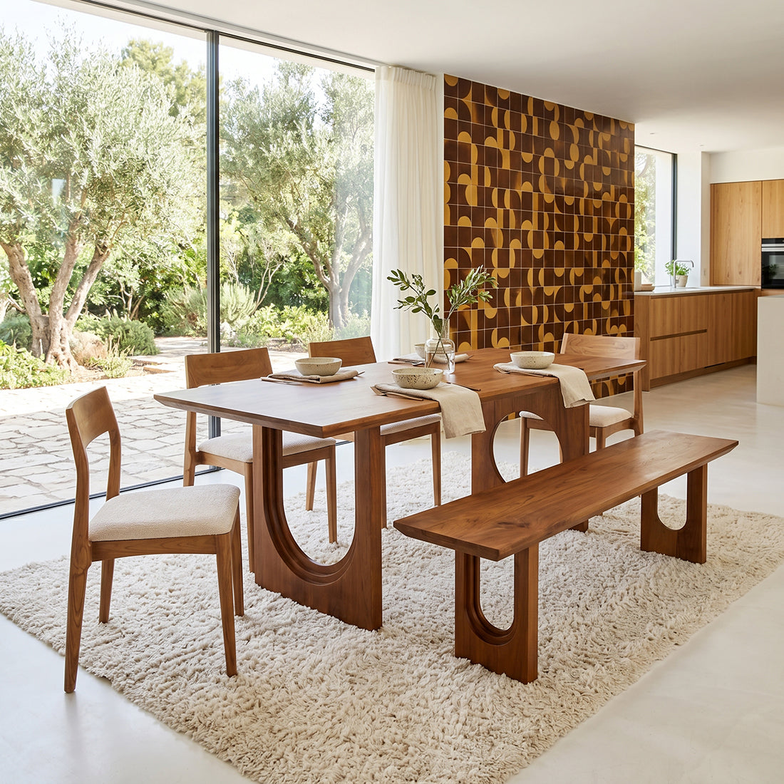 Bullnose Chamfered Mix mangohouten eettafel  - 200 cm
