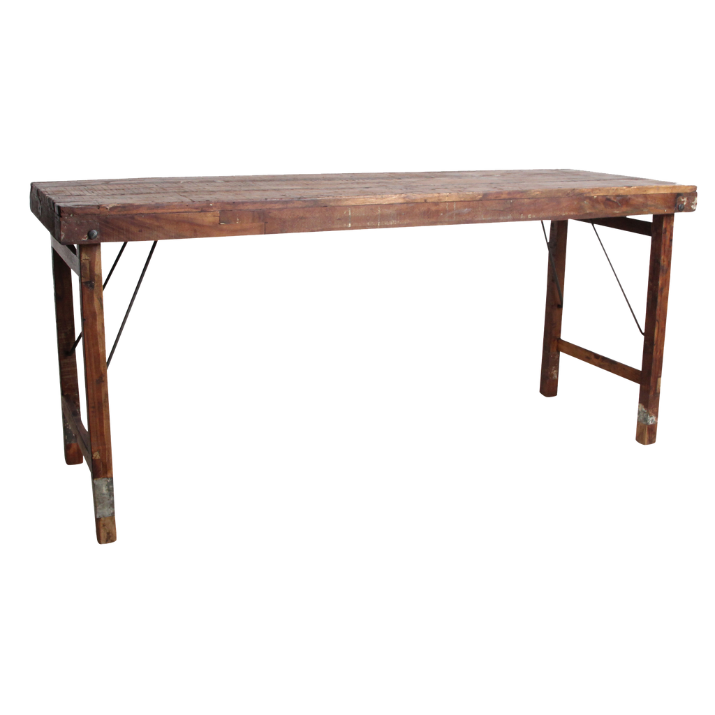 Inklapbare vintage eettafel - Gerecycled hout - 173x60x76 cm