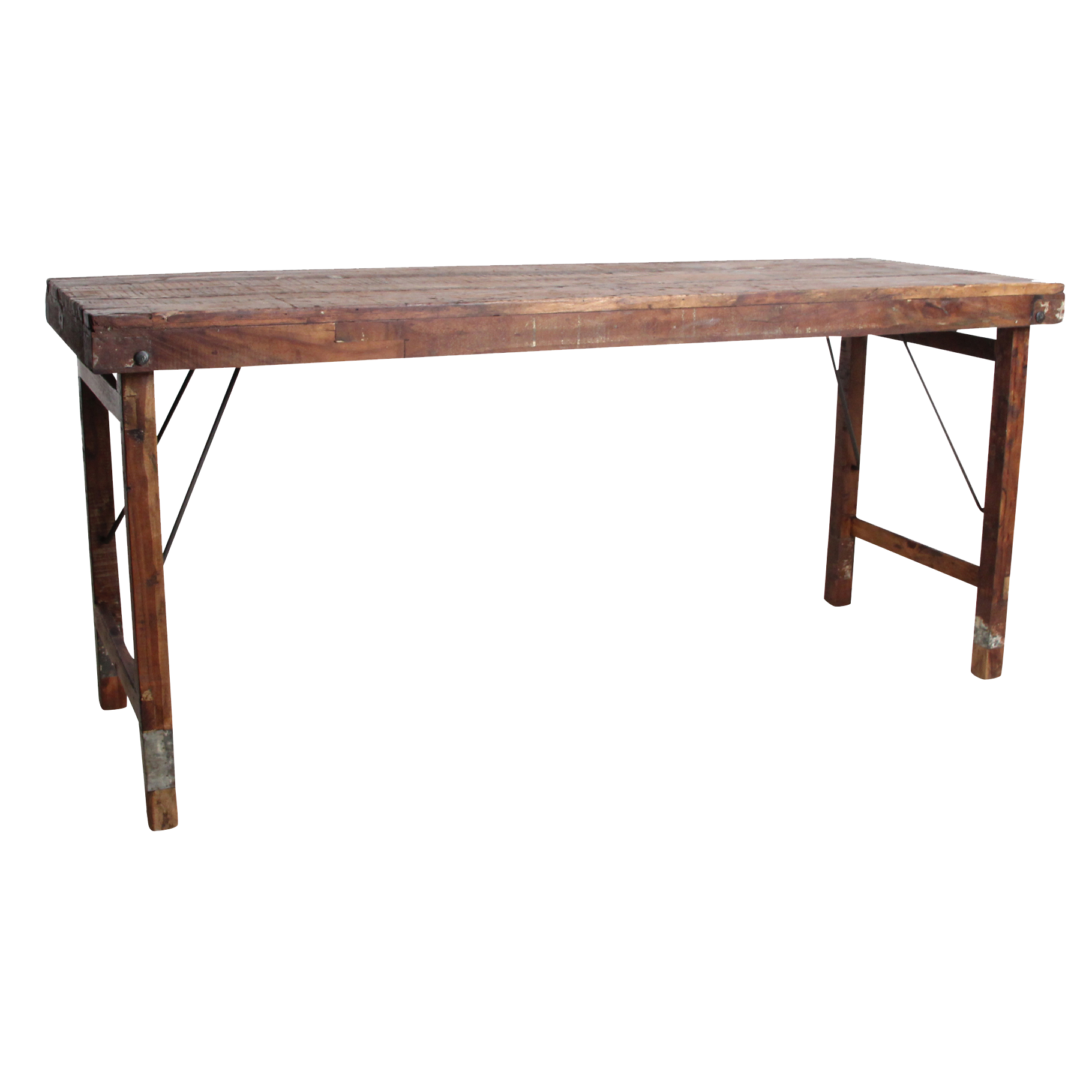 Inklapbare vintage eettafel - Gerecycled hout - 173x60x76 cm