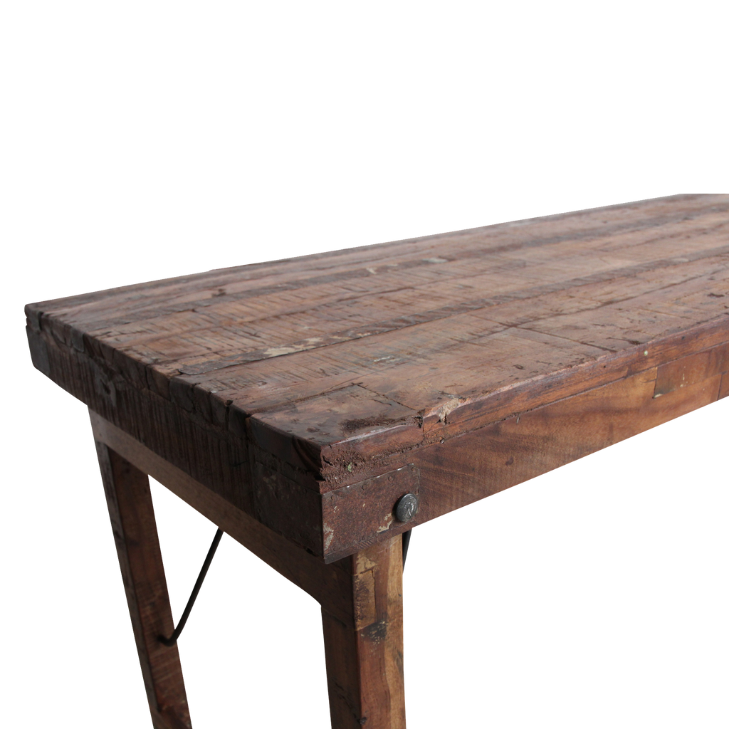 Inklapbare vintage eettafel - Gerecycled hout - 173x60x76 cm