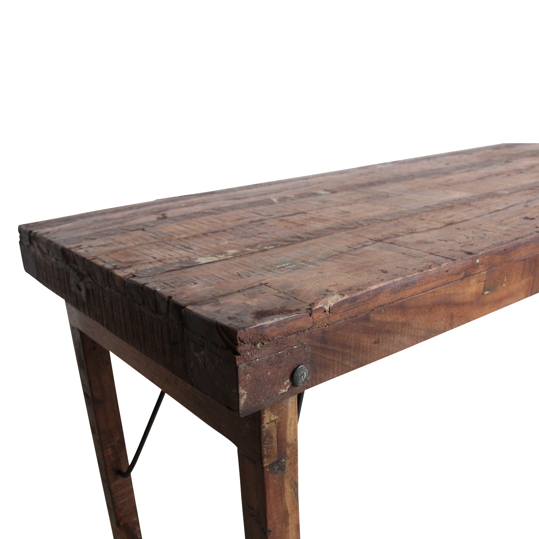 Inklapbare vintage eettafel - Gerecycled hout - 173x60x76 cm