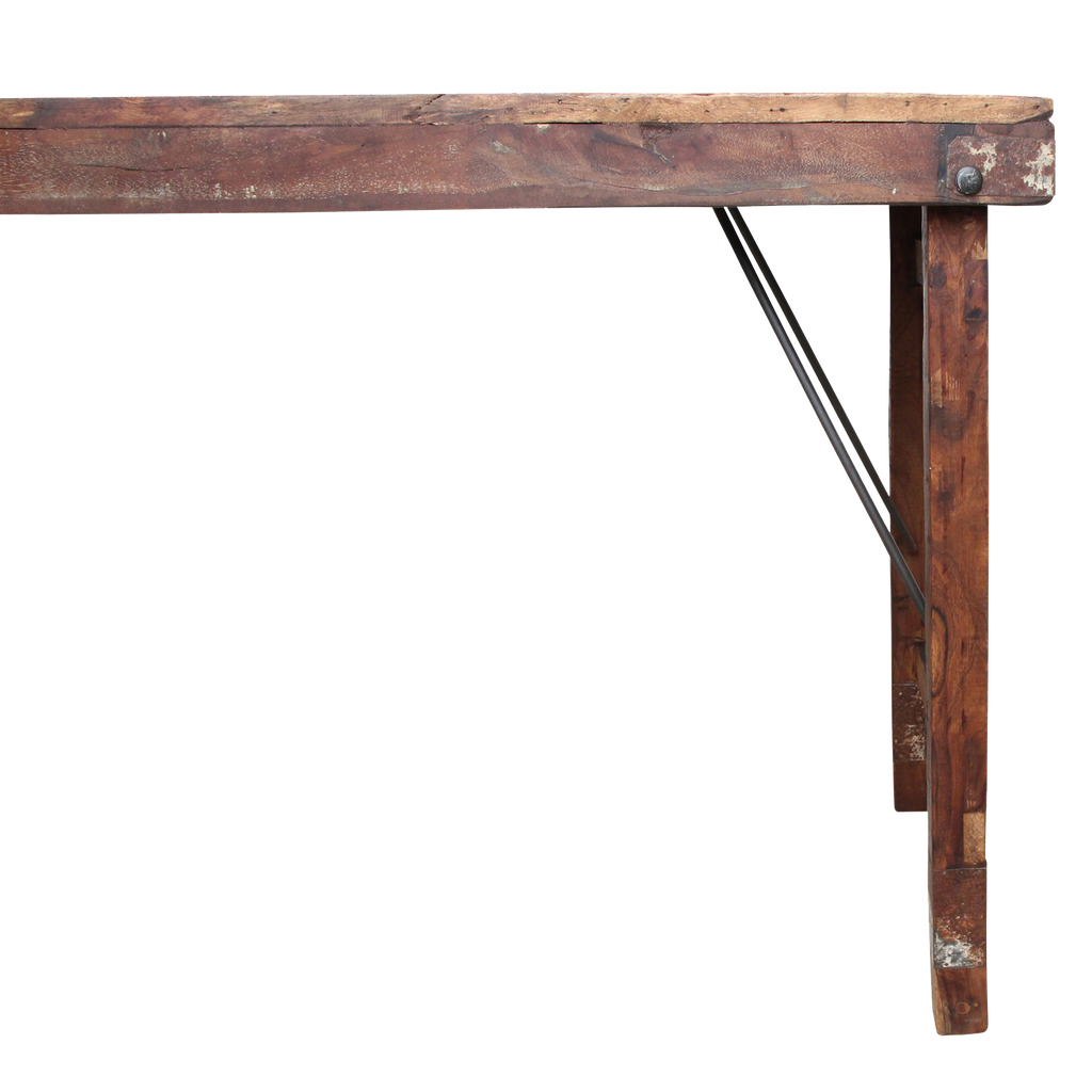 Inklapbare vintage eettafel - Gerecycled hout - 173x60x76 cm