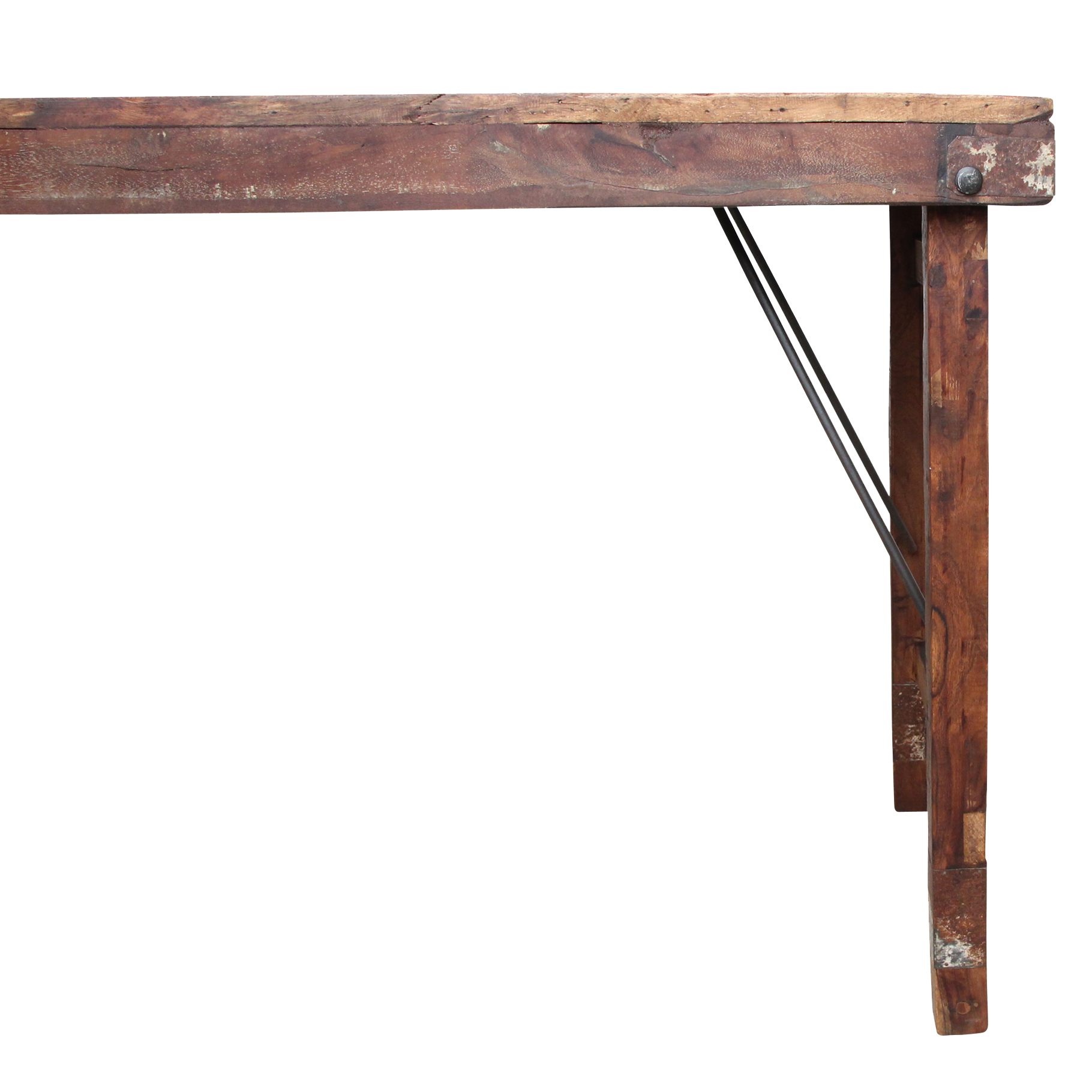 Inklapbare vintage eettafel - Gerecycled hout - 173x60x76 cm