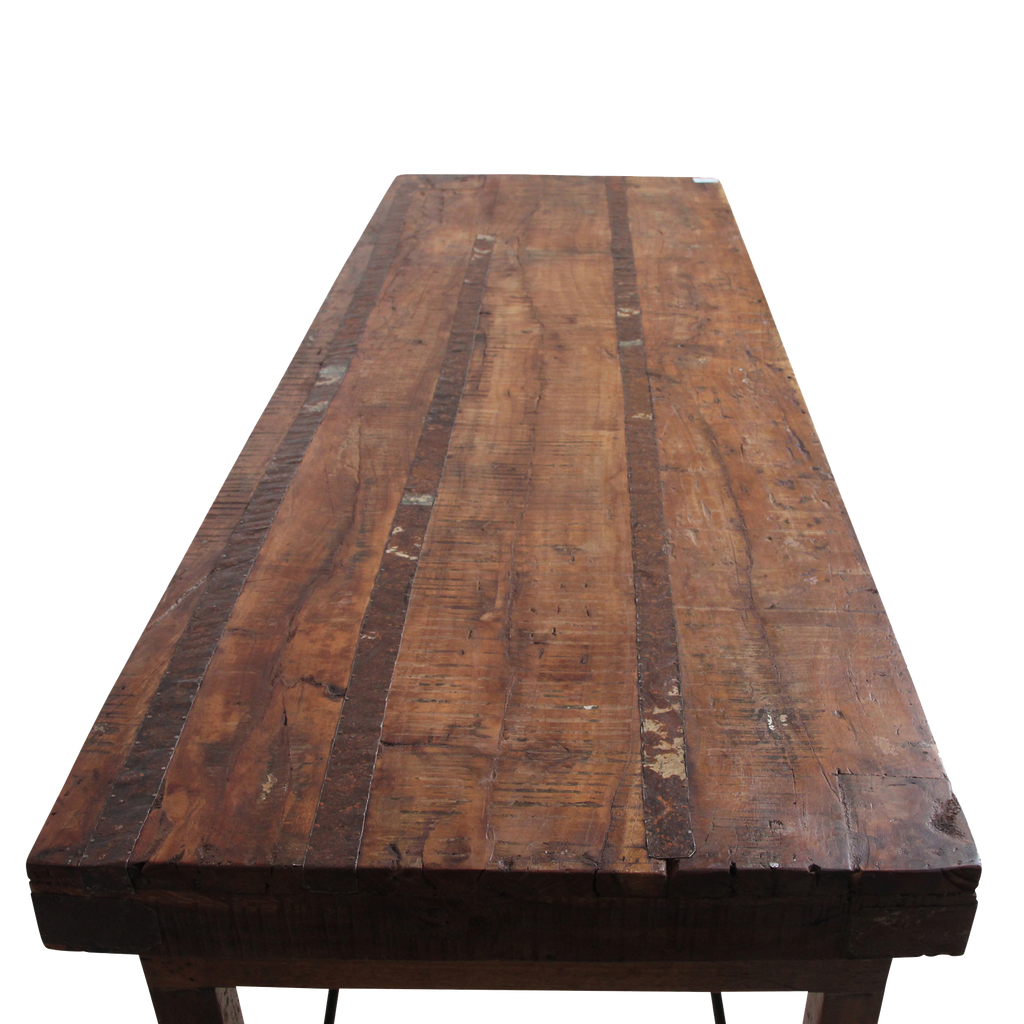Inklapbare vintage eettafel - Gerecycled hout - 173x60x76 cm