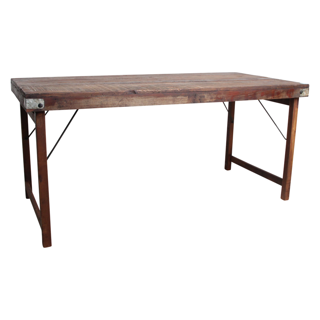 Inklapbare vintage eettafel - Gerecycled hout - 165x75x76 cm