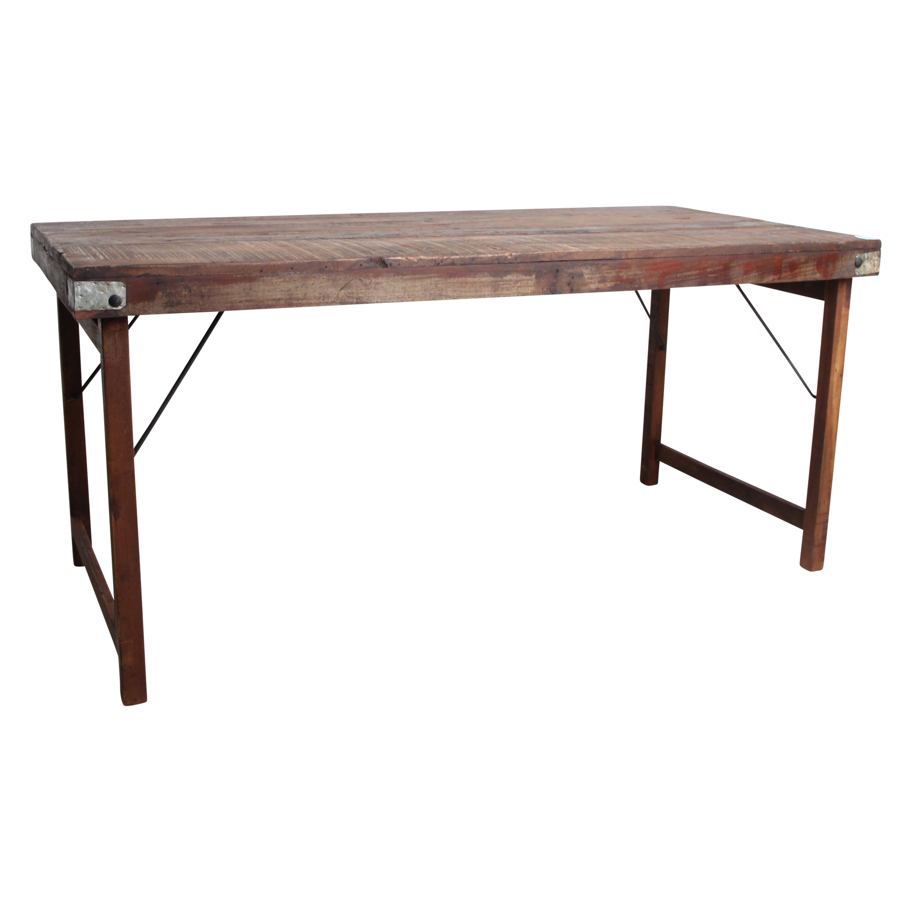 Inklapbare vintage eettafel - Gerecycled hout - 165x75x76 cm