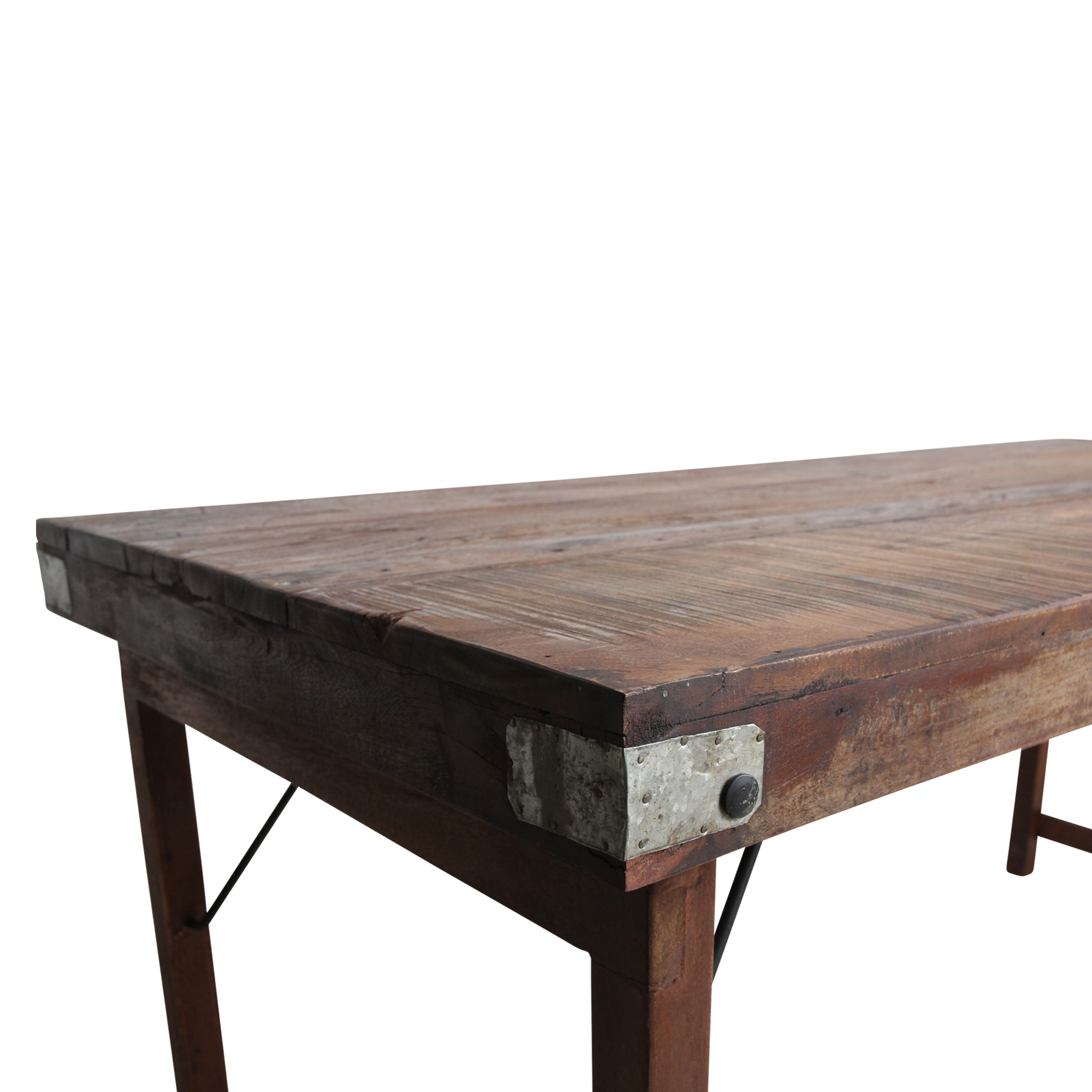Inklapbare vintage eettafel - Gerecycled hout - 165x75x76 cm