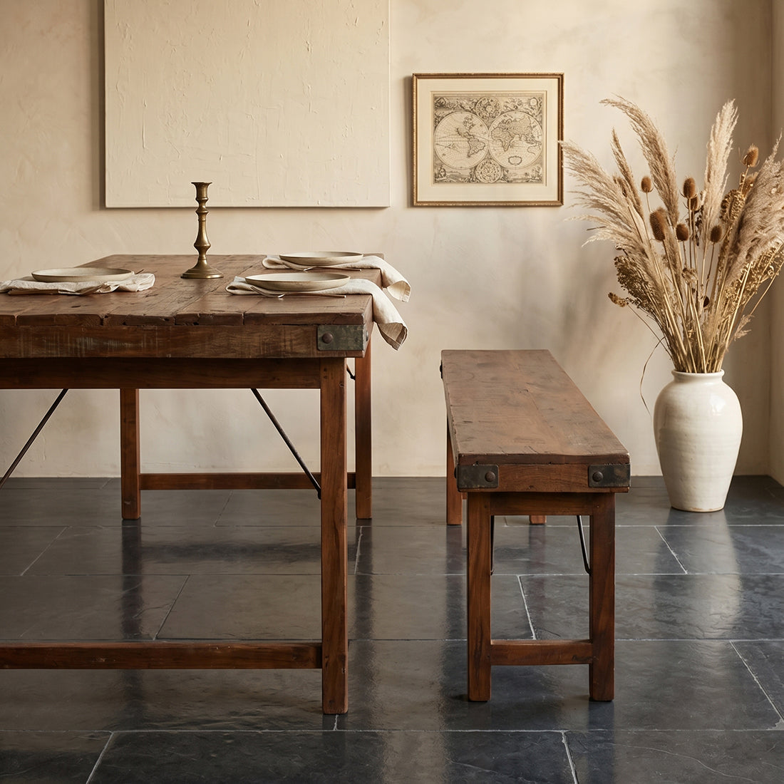Inklapbare vintage eettafel - Gerecycled hout - 165x75x76 cm