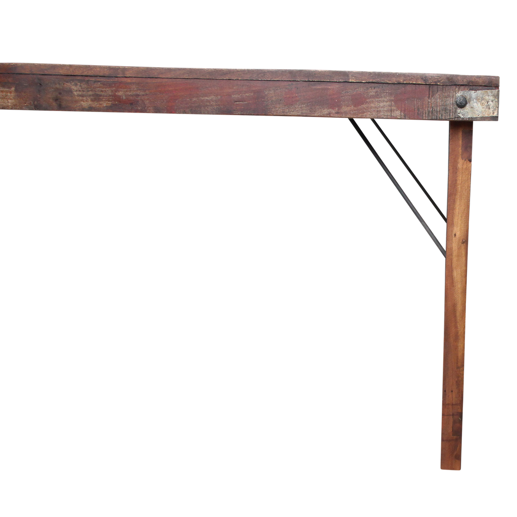Inklapbare vintage eettafel - Gerecycled hout - 165x75x76 cm