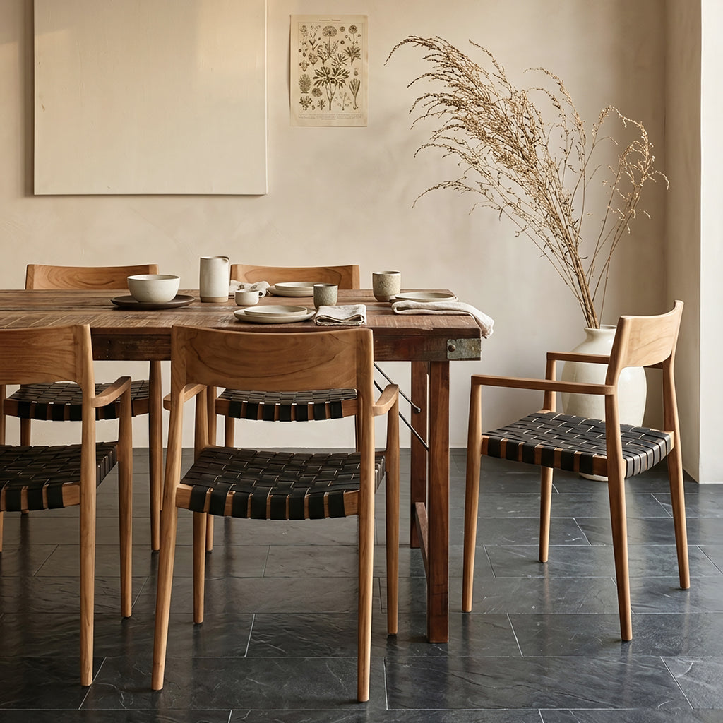 Inklapbare vintage eettafel - Gerecycled hout - 165x75x76 cm