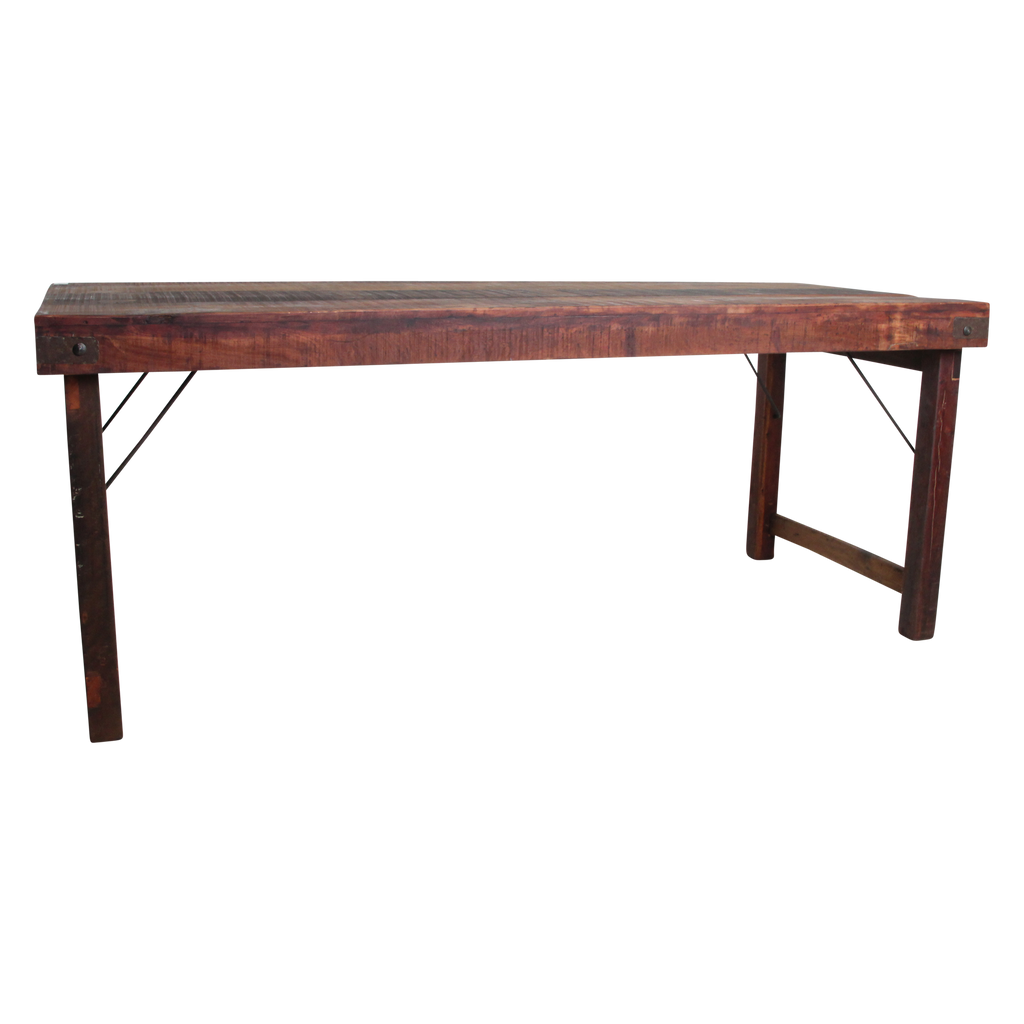 Inklapbare vintage eettafel XL - Gerecycled hout - 190x80x76 cm