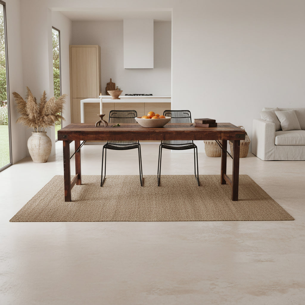 Inklapbare vintage eettafel XL - Gerecycled hout - 190x80x76 cm