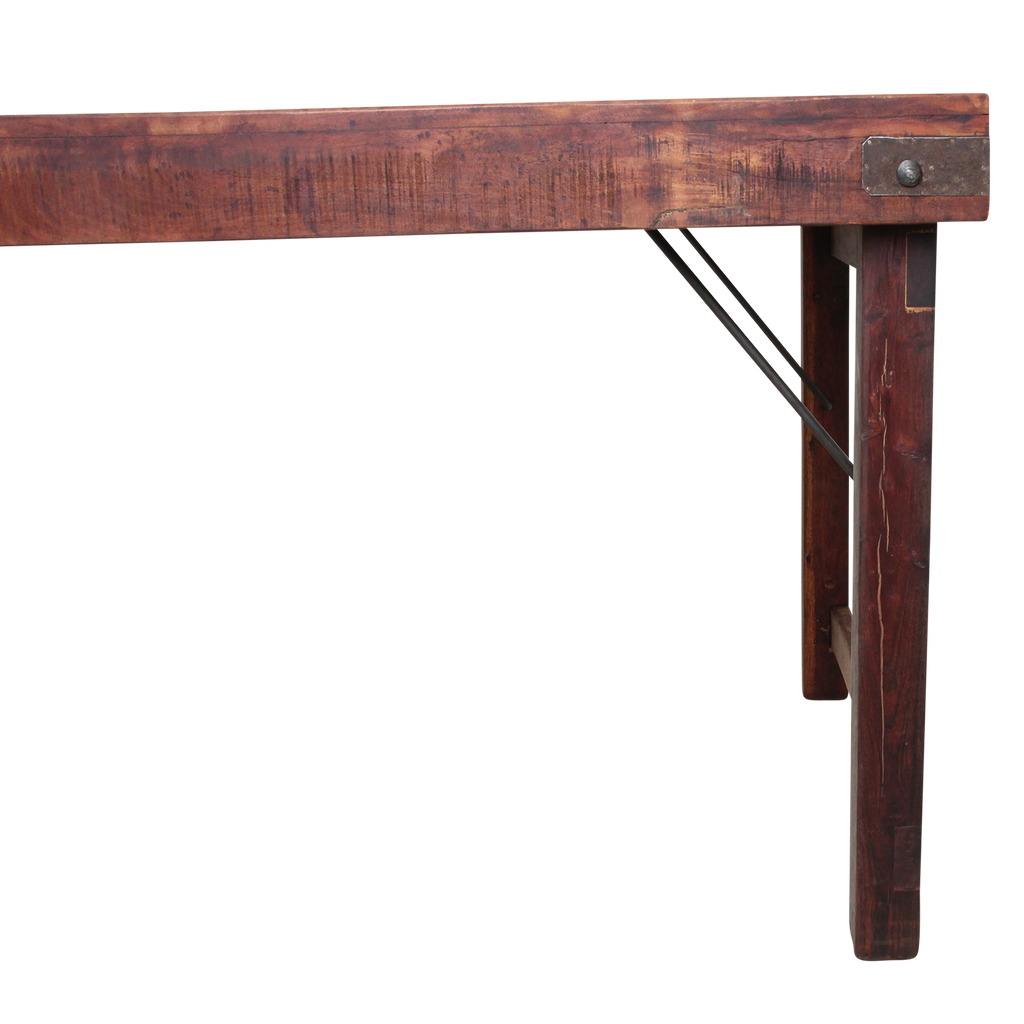 Inklapbare vintage eettafel XL - Gerecycled hout - 190x80x76 cm