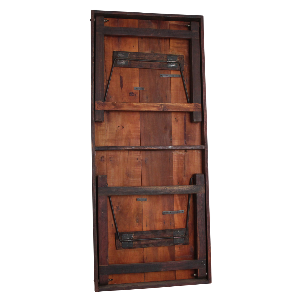 Inklapbare vintage eettafel XL - Gerecycled hout - 190x80x76 cm