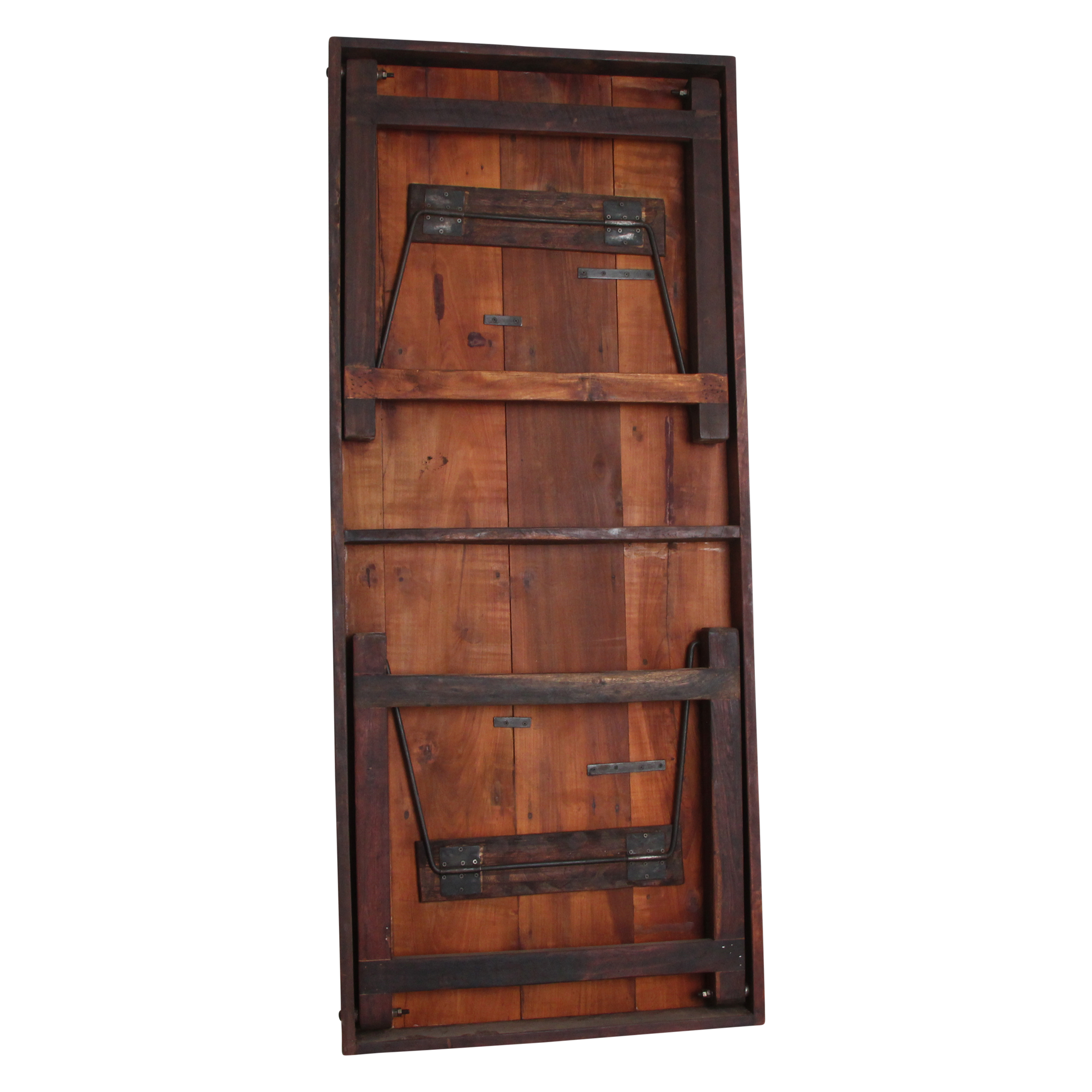 Inklapbare vintage eettafel XL - Gerecycled hout - 190x80x76 cm