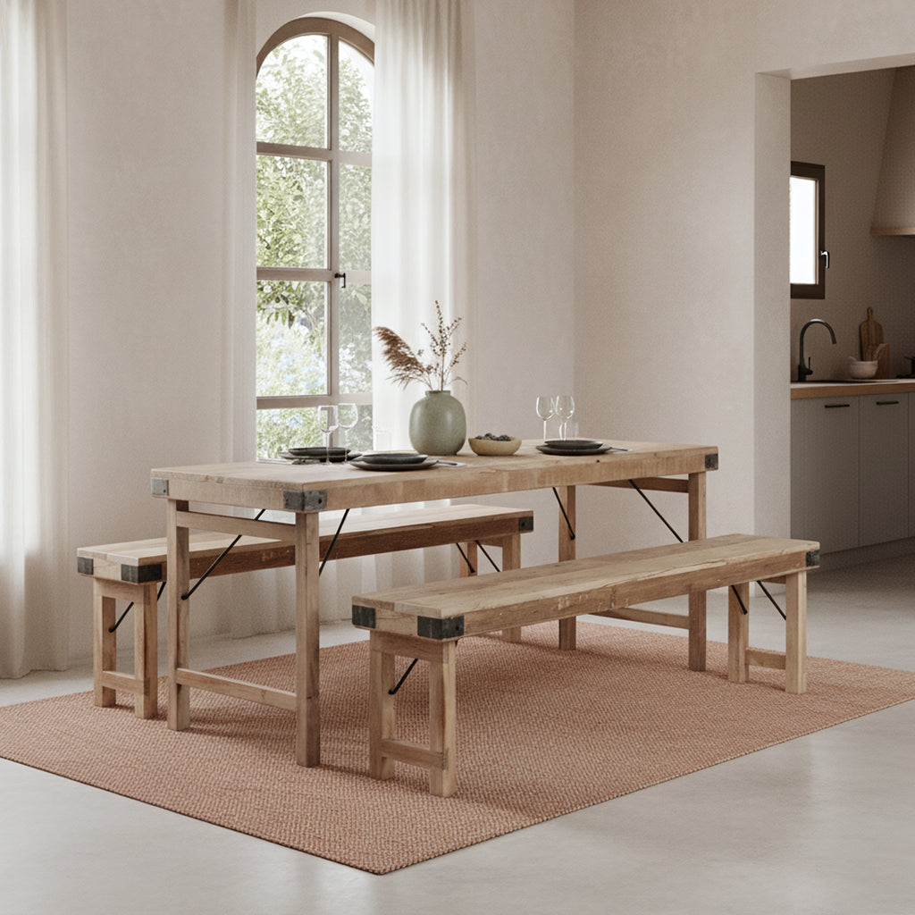 Limewash opklapbare eettafel - 172x60x76 cm