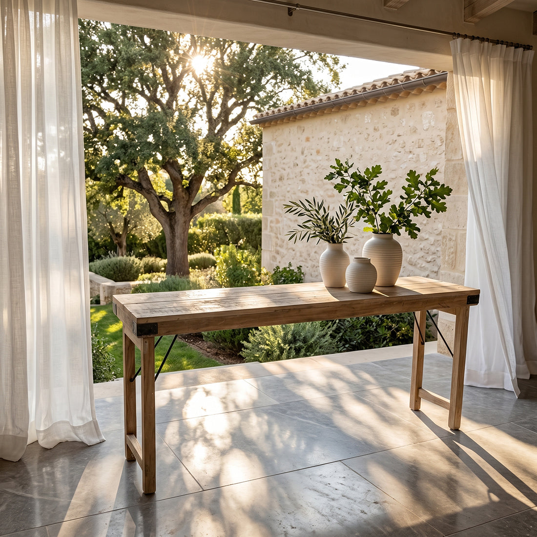 Limewash opklapbare wandtafel/console tafel - 170x40x76 cm