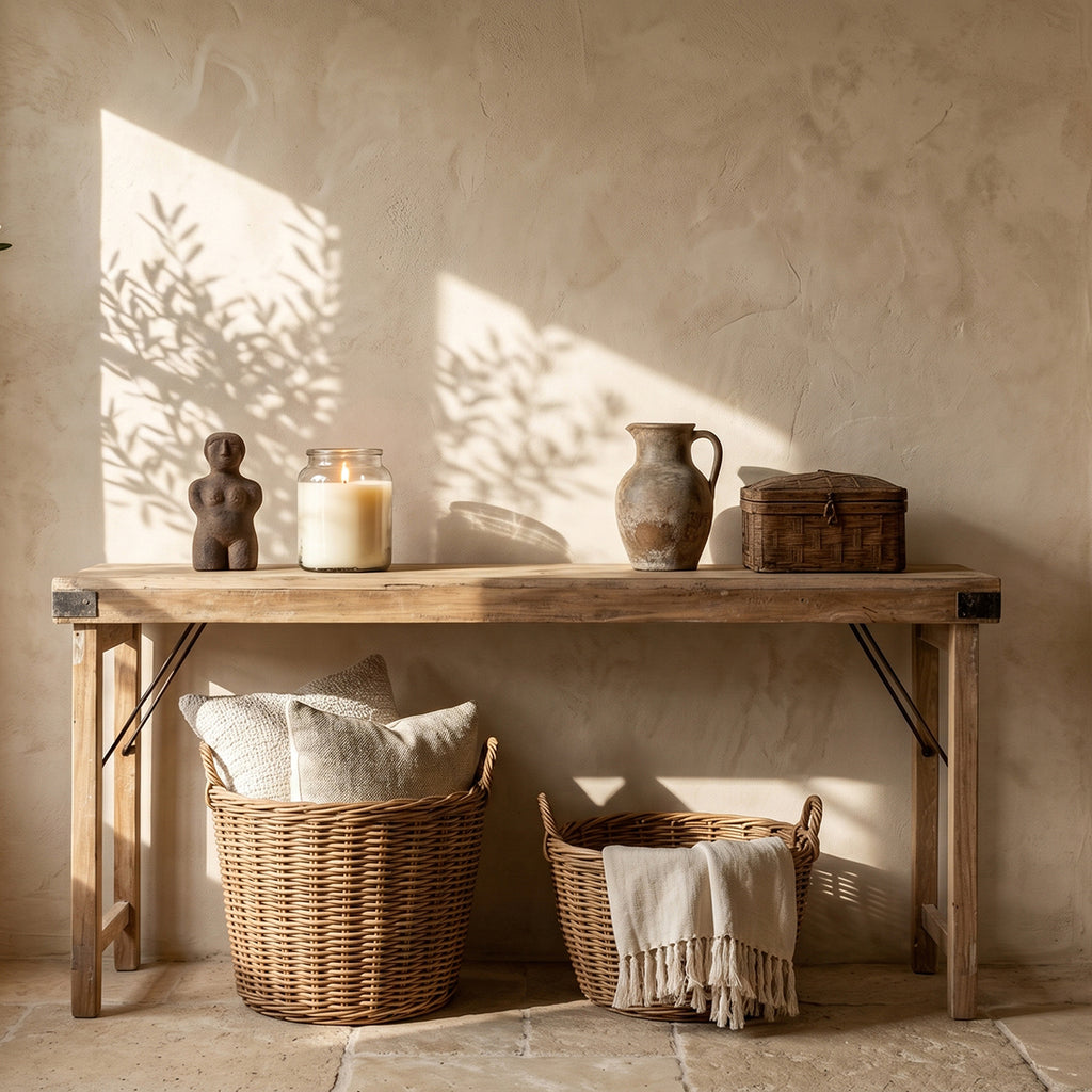 Limewash opklapbare wandtafel/console tafel - 170x40x76 cm