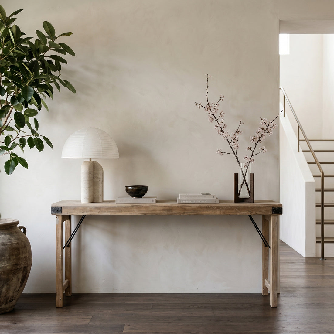 Limewash opklapbare wandtafel/console tafel - 170x40x76 cm
