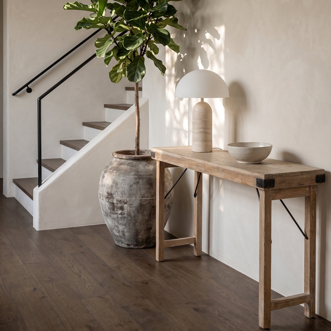 Limewash opklapbare wandtafel/console tafel - 170x40x76 cm