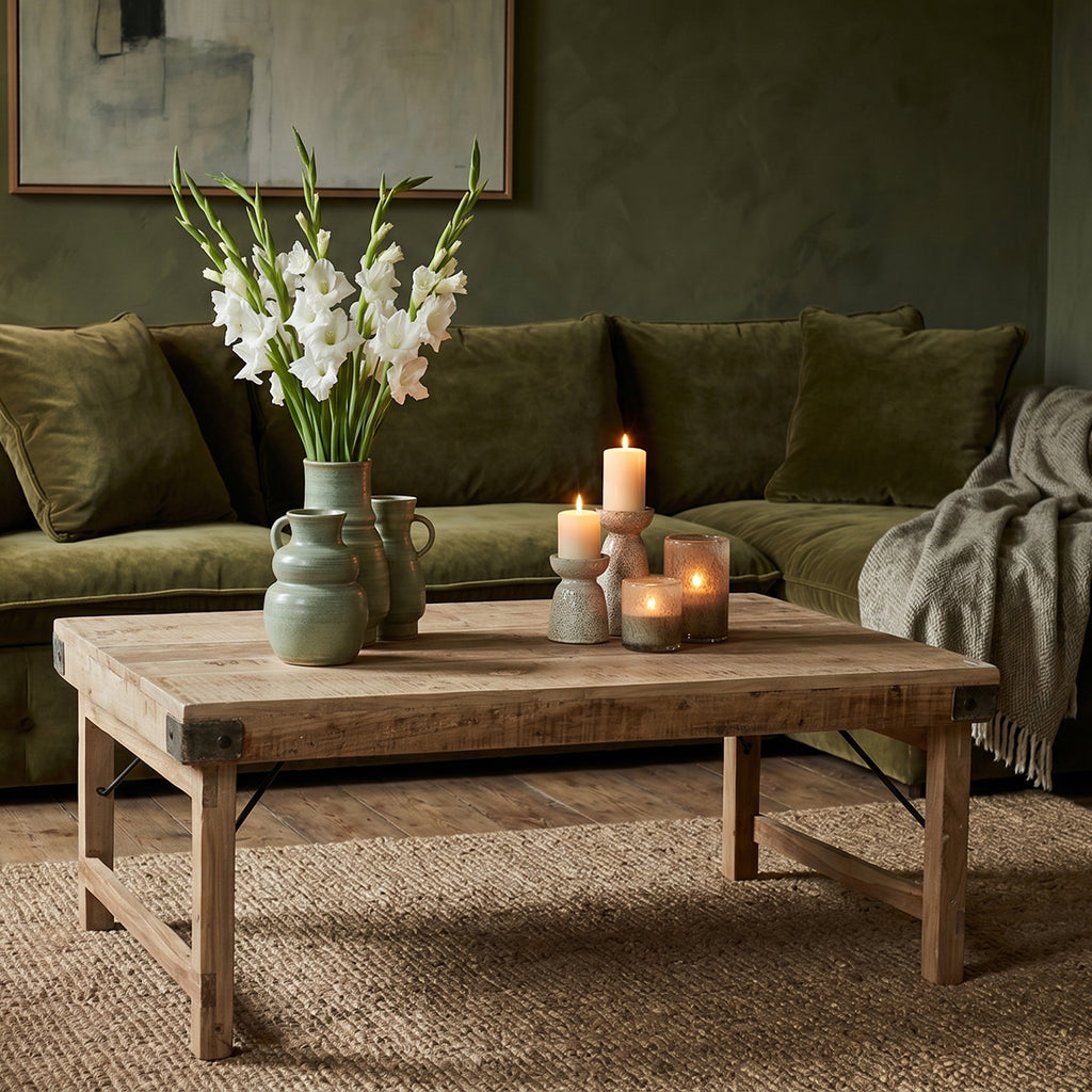 Limewash inklapbare salontafel - 120x75x45 cm