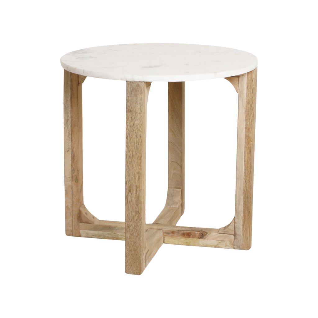 Marmeren bijzettafel rond - wit