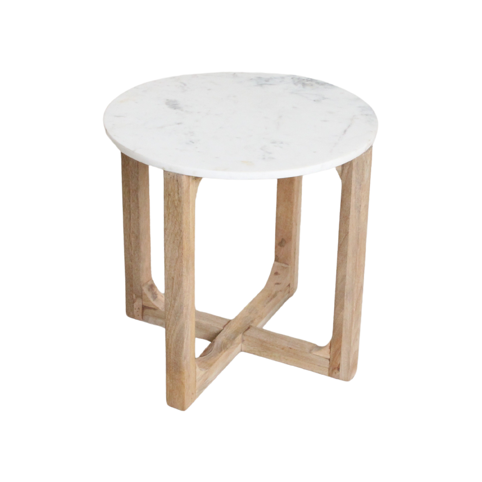 Marmeren bijzettafel rond - wit