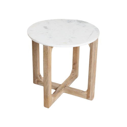 Marmeren bijzettafel rond - wit