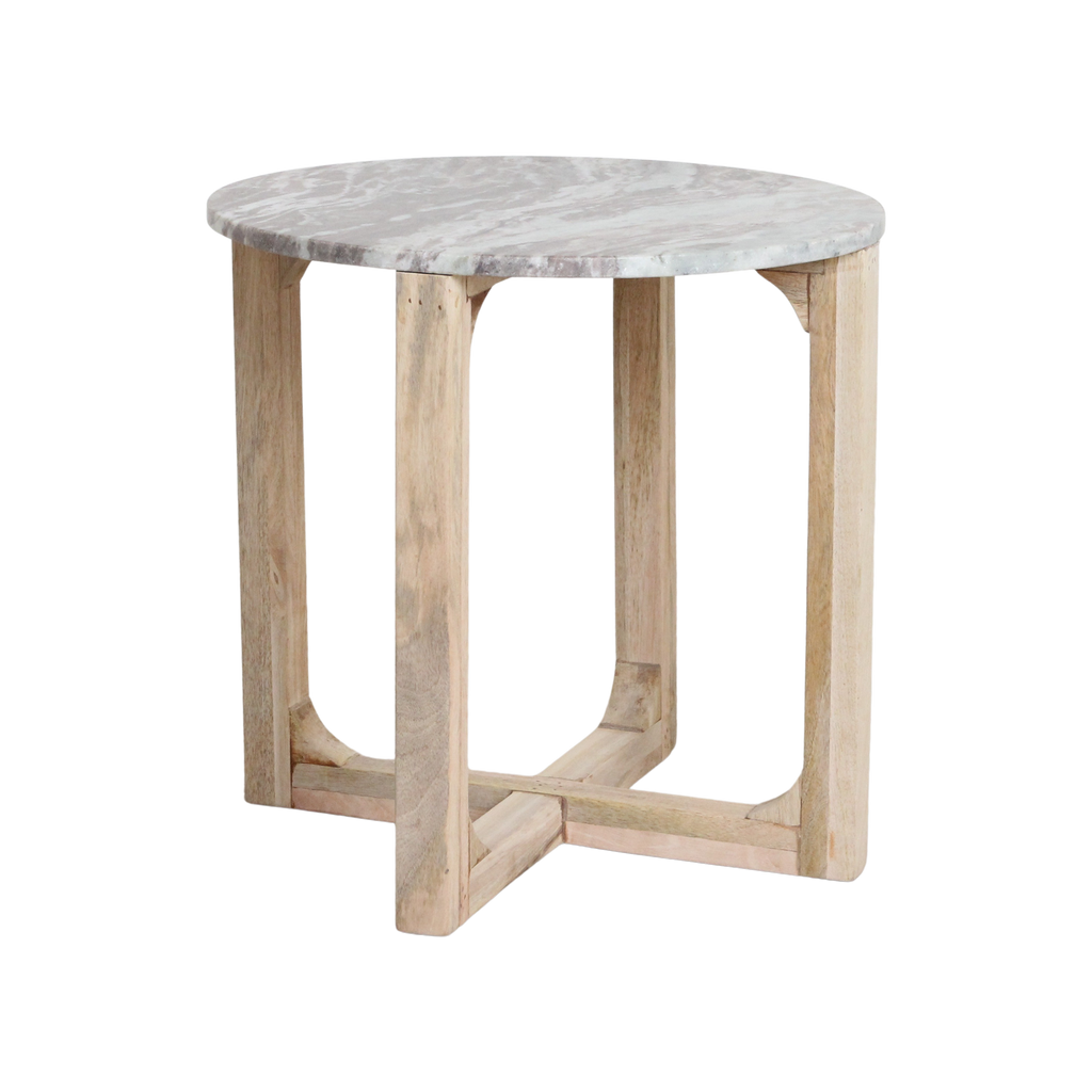 Marmeren bijzettafel rond - fantasy bruin