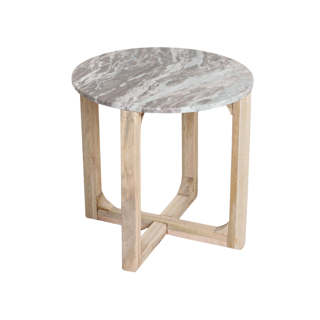 Marmeren bijzettafel rond - fantasy bruin