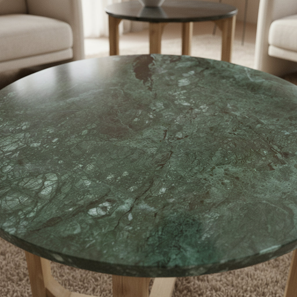 Marmeren bijzettafel rond - groen
