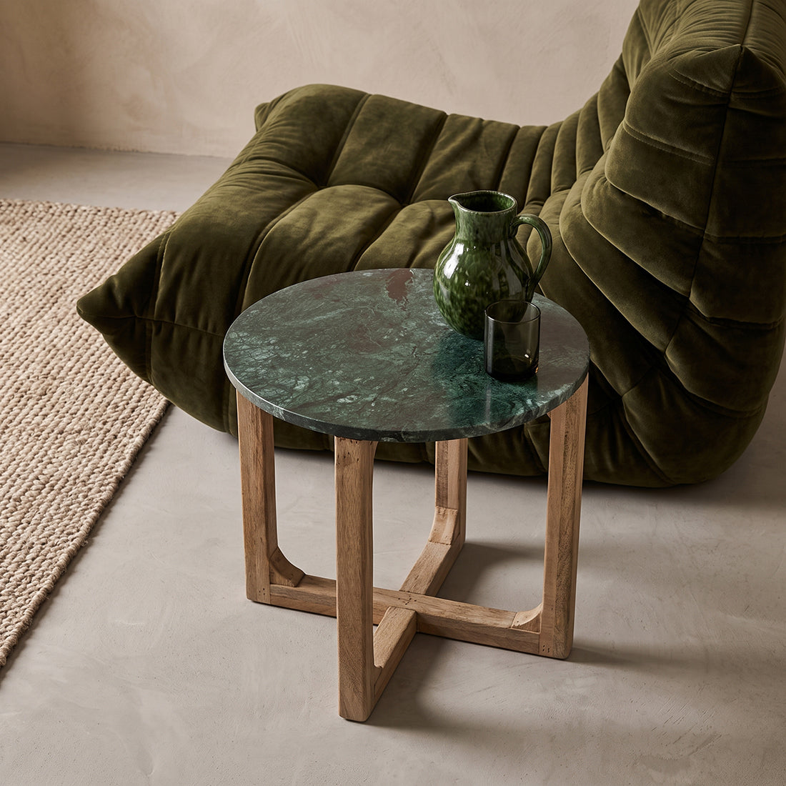 Marmeren bijzettafel rond - groen