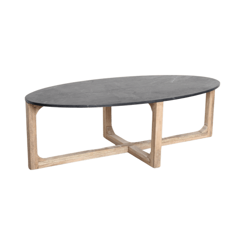 Ovale marmeren salontafel - Zwart - 120x60x38 cm - Noël Home