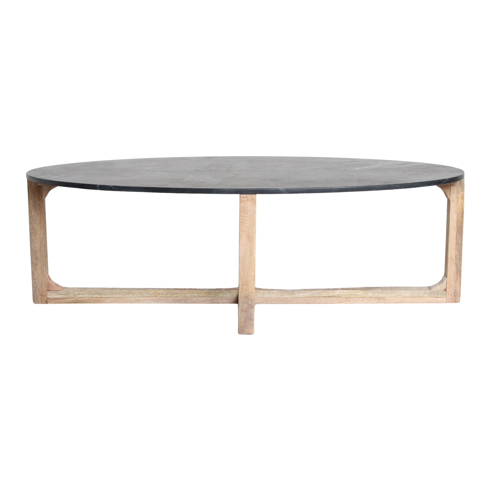Ovale marmeren salontafel - Zwart - 120x60x38 cm