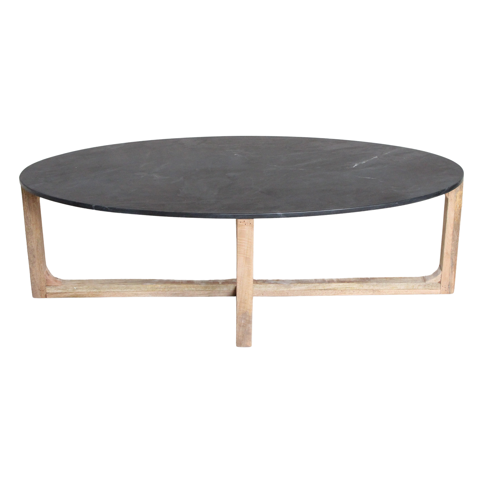 Ovale marmeren salontafel - Zwart - 120x60x38 cm