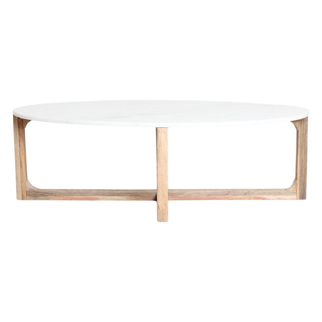 Ovale marmeren salontafel - Wit - 120x60x38 cm
