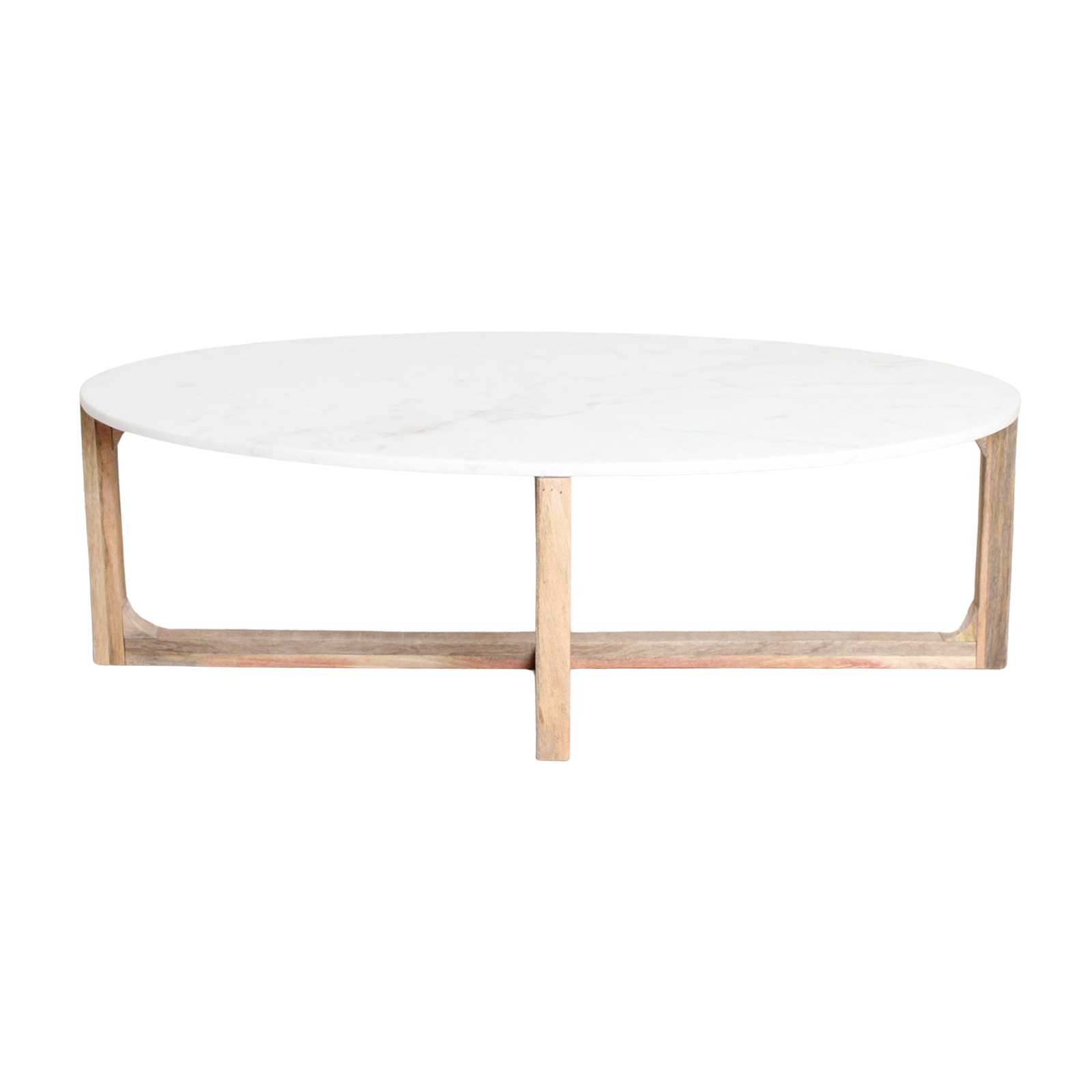 Ovale marmeren salontafel - Wit - 120x60x38 cm