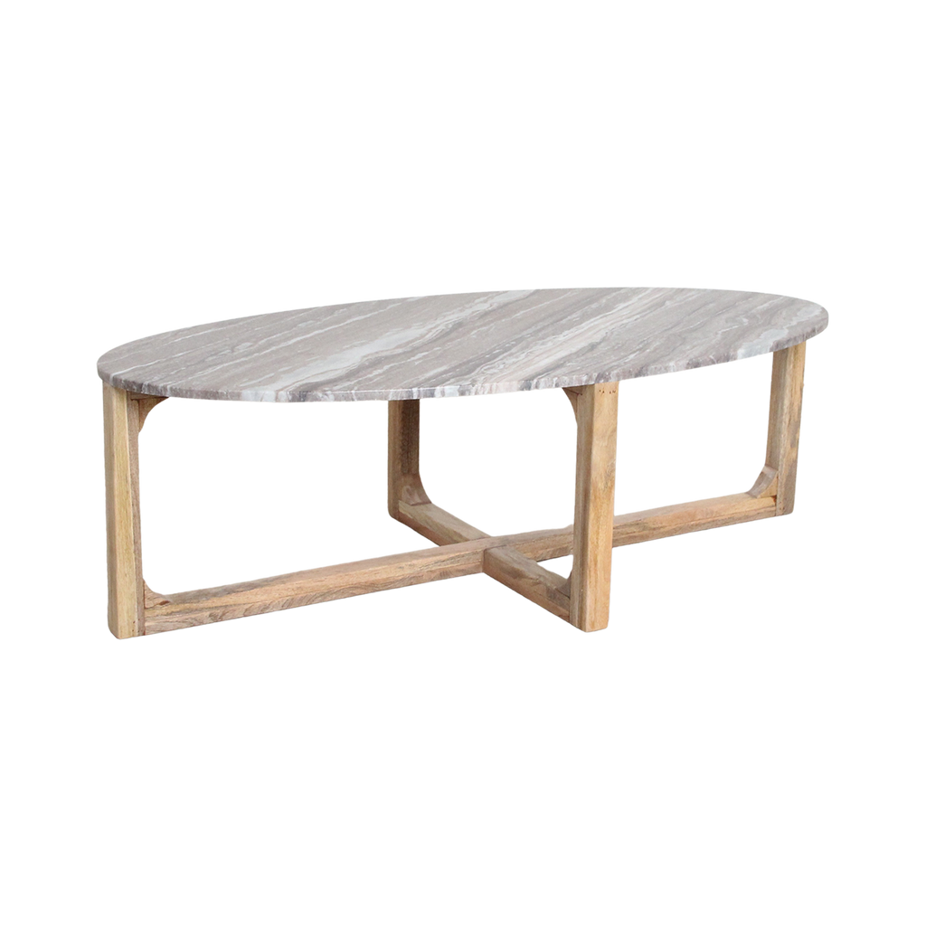 Ovale marmeren salontafel - Fantasy bruin - 120x60x38 cm