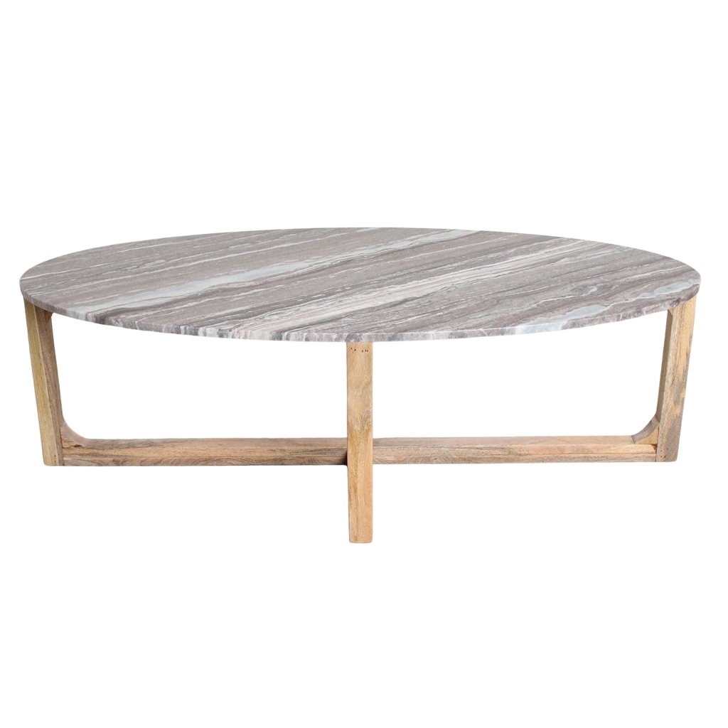 Ovale marmeren salontafel - Fantasy bruin - 120x60x38 cm