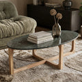 Ovale marmeren salontafel - Groen - 120x60x38 cm