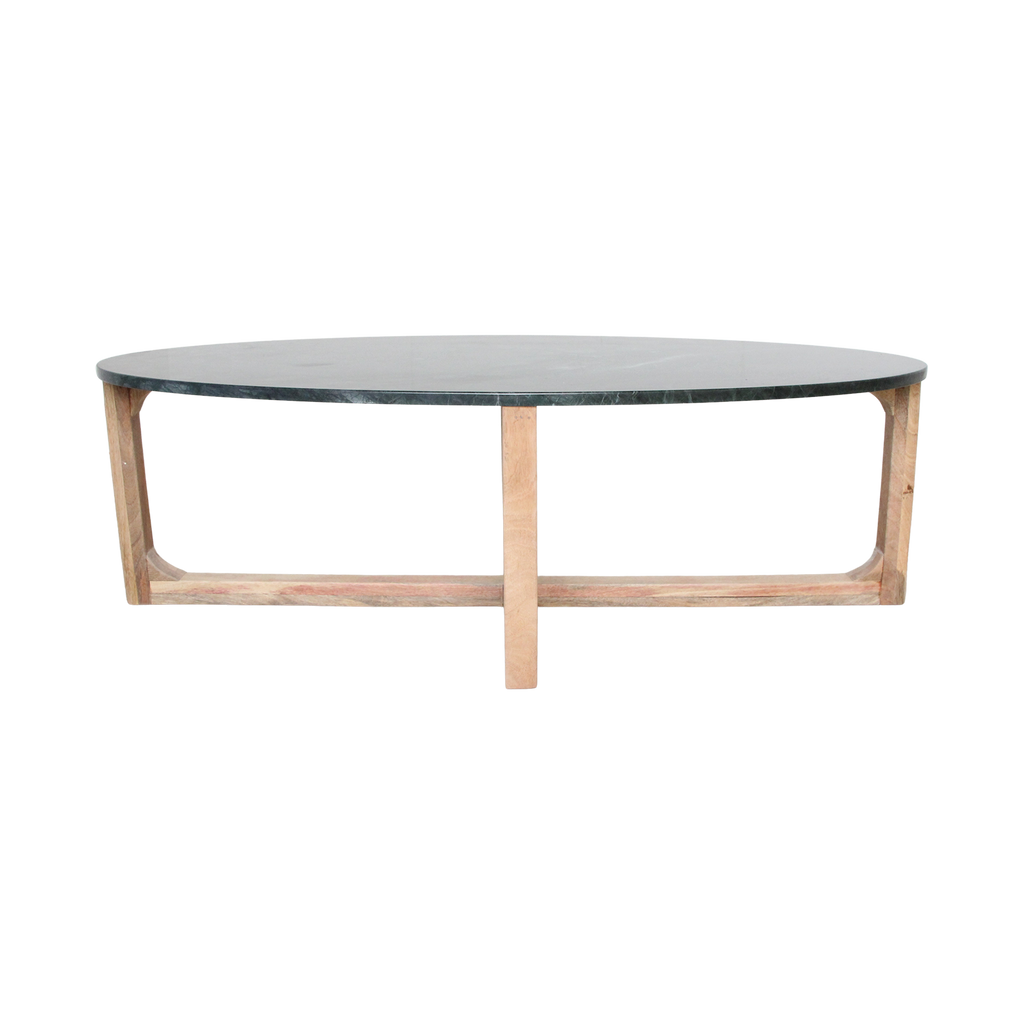 Ovale marmeren salontafel - Groen - 120x60x38 cm