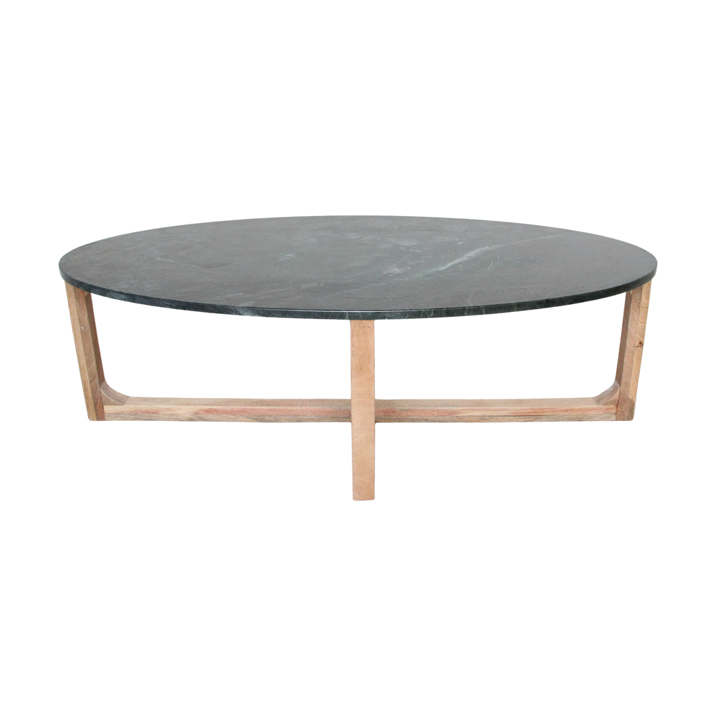 Ovale marmeren salontafel - Groen - 120x60x38 cm