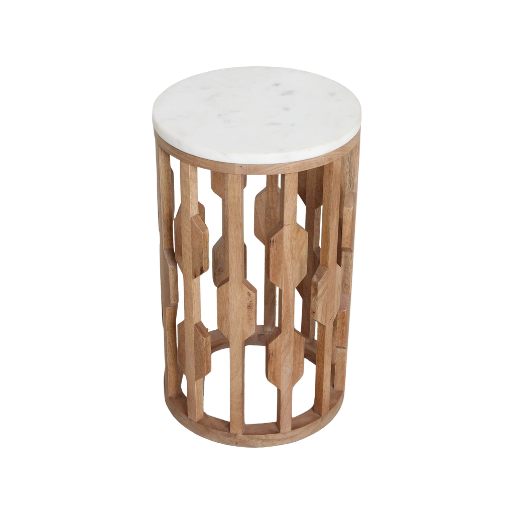Atjeh marmeren bijzettafel - wit