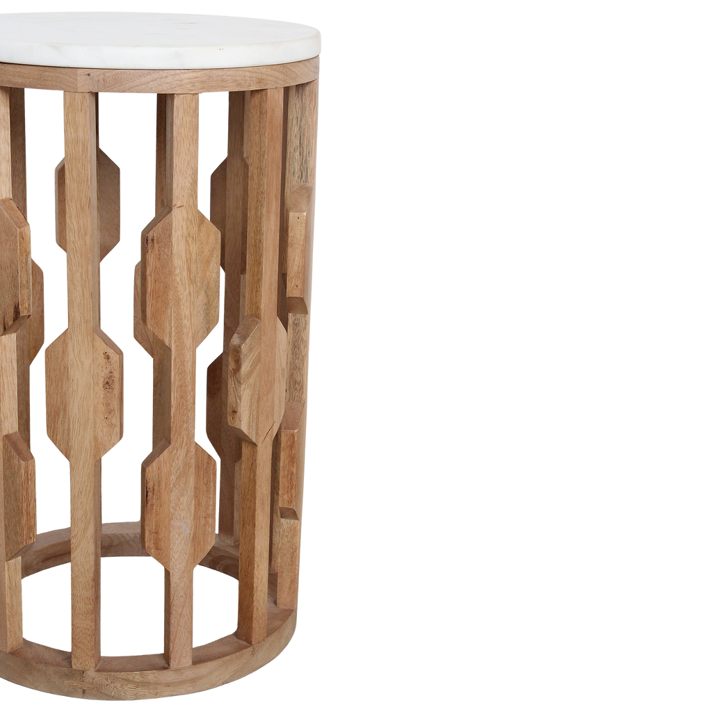 Atjeh marmeren bijzettafel - wit