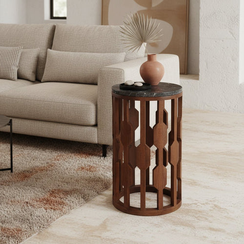Lampung marmeren bijzettafel -zwart - Noël Home