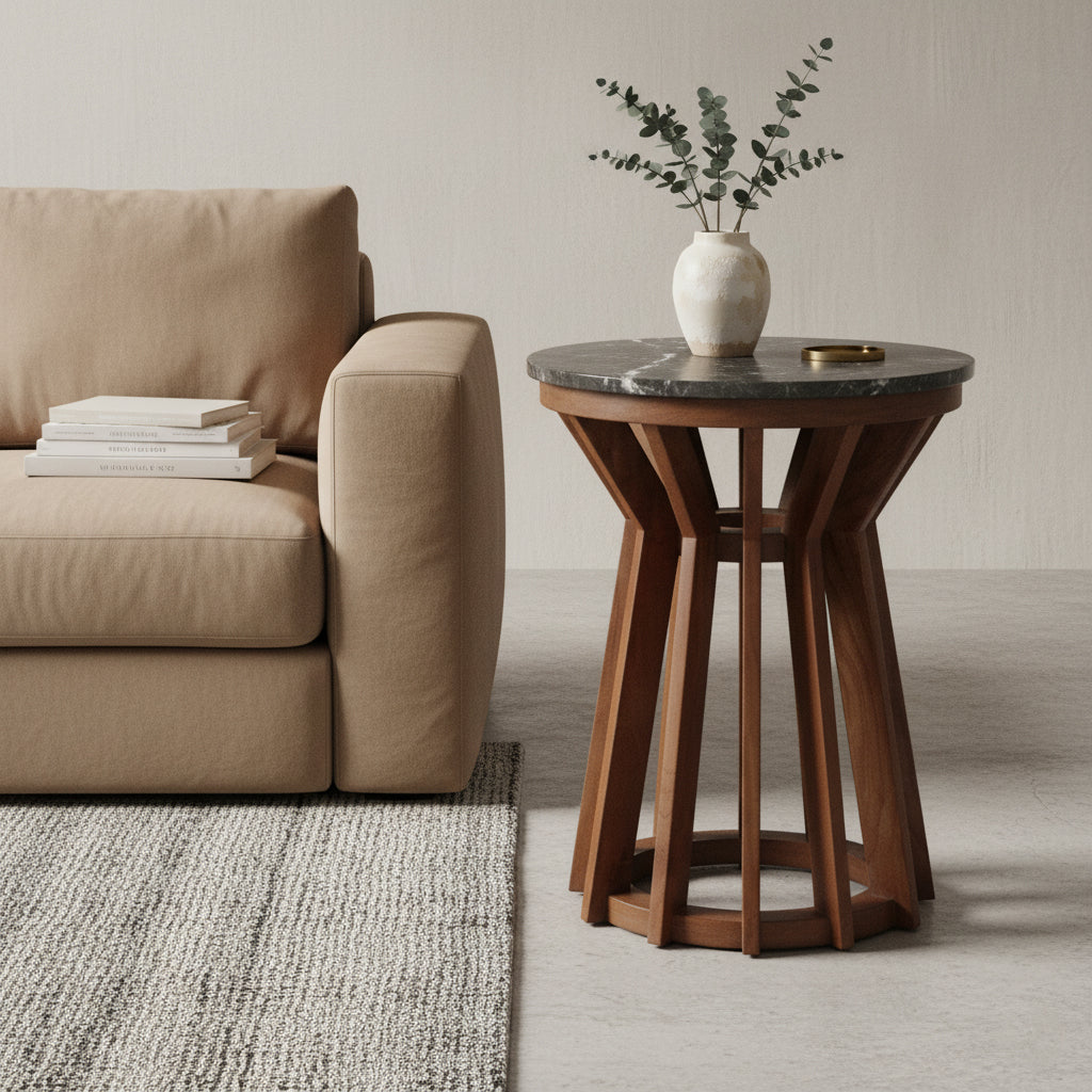 Sabah marmeren bijzettafel - zwart