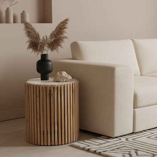 Infinity round marble side table